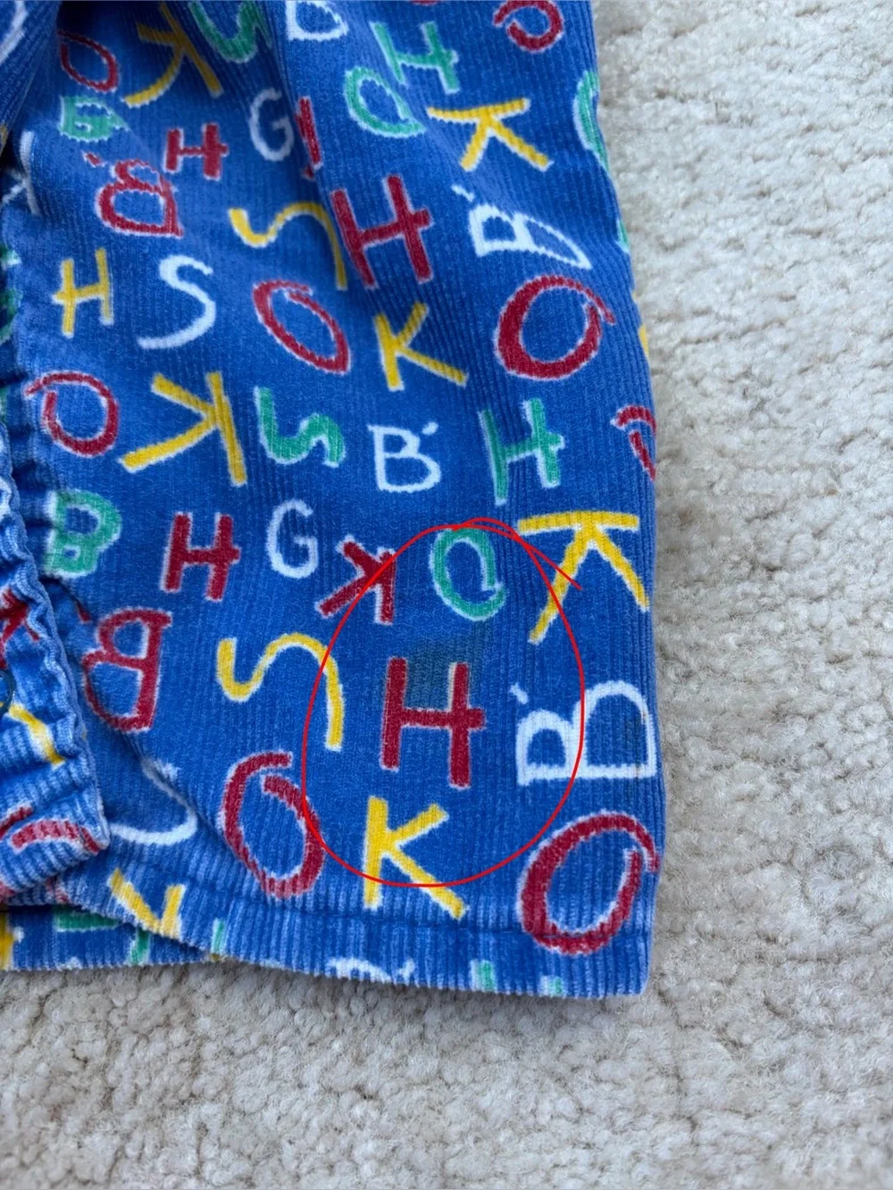 Vintage OshKosh Size 24 Months Vestbak Corduroy Letters Bib Overalls USA Made